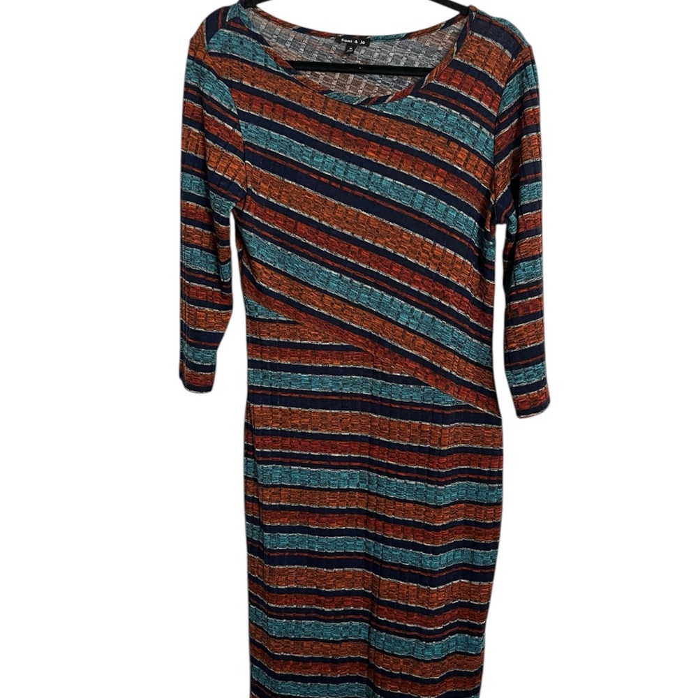 Sami & Jo SzM Striped Multicolor Stretch Knit Midi Dress